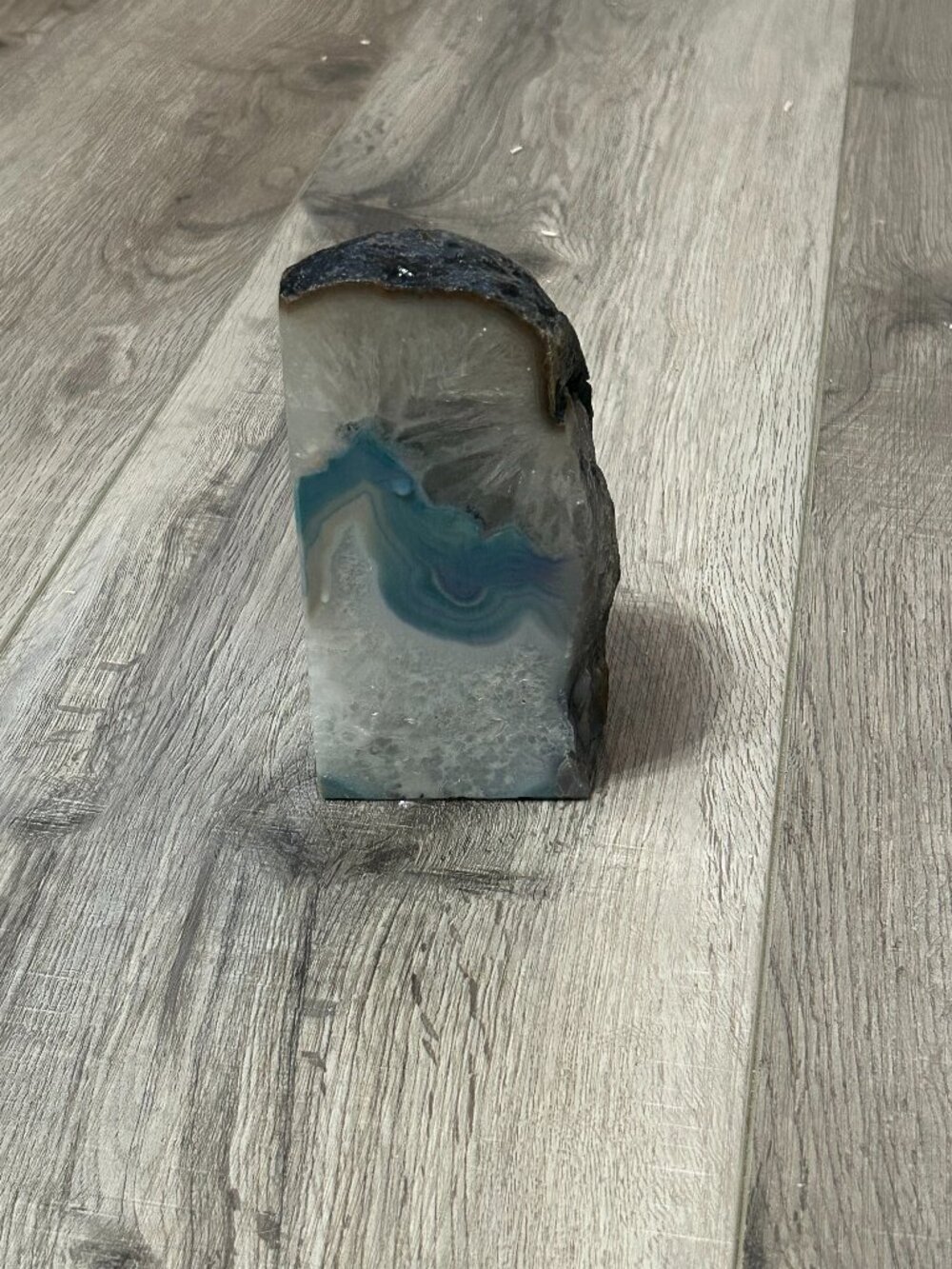 Natural Agate Geode Display Stone — Blue Banded